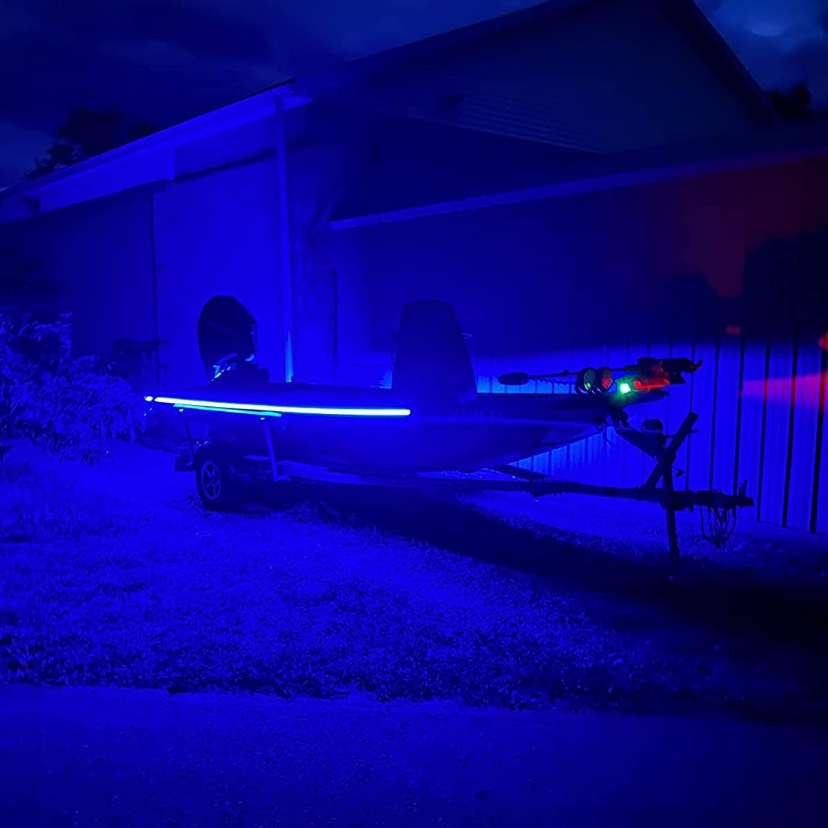 Marine LED Strip Lights for Pontoon Boats - 12V Waterproof Interior Deck Lighting for Kayaks, Jon Boats, Bass Boats, and Fishing Vessels (Blue, 32.8Ft)