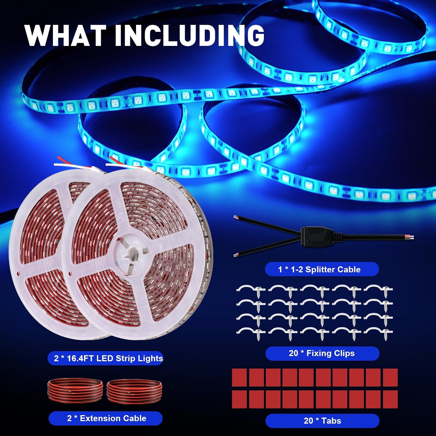 Marine LED Strip Lights for Pontoon Boats - 12V Waterproof Interior Deck Lighting for Kayaks, Jon Boats, Bass Boats, and Fishing Vessels (Blue, 32.8Ft)