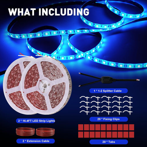 Marine LED Strip Lights for Pontoon Boats - 12V Waterproof Interior Deck Lighting for Kayaks, Jon Boats, Bass Boats, and Fishing Vessels (Blue, 32.8Ft)
